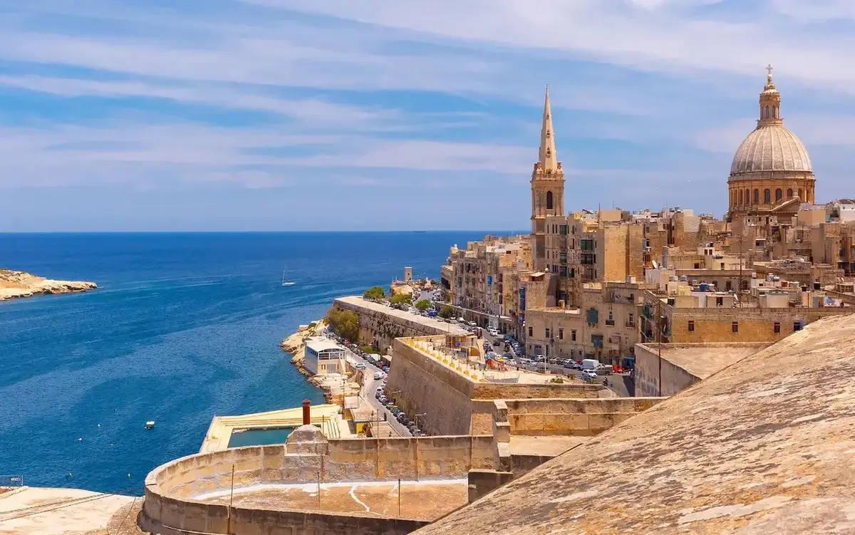 Porto di Valletta skyline, Grand e fortified lungomare in Malta