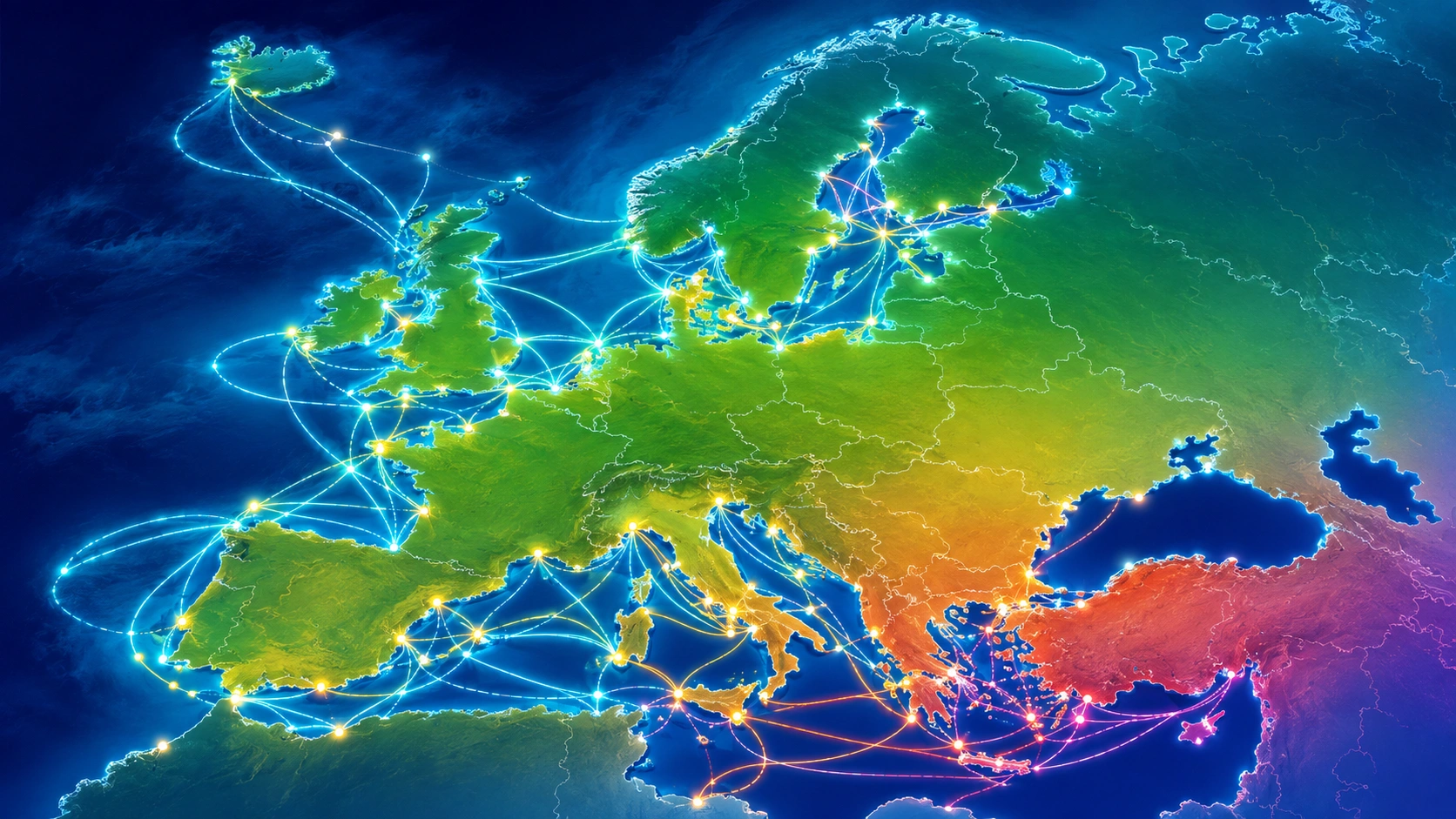 Mappa illustrata dei collegamenti in traghetto in Europa