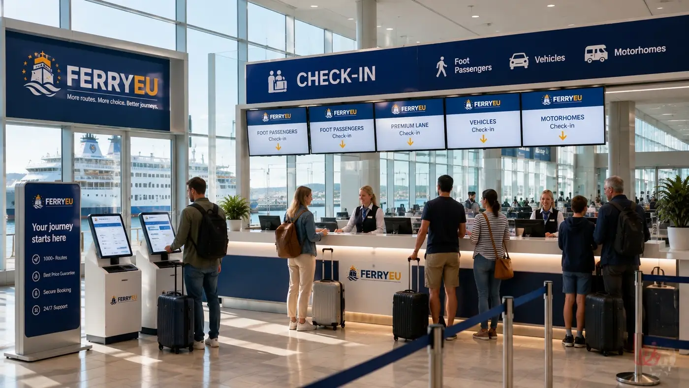 Banchi check-in del traghetto