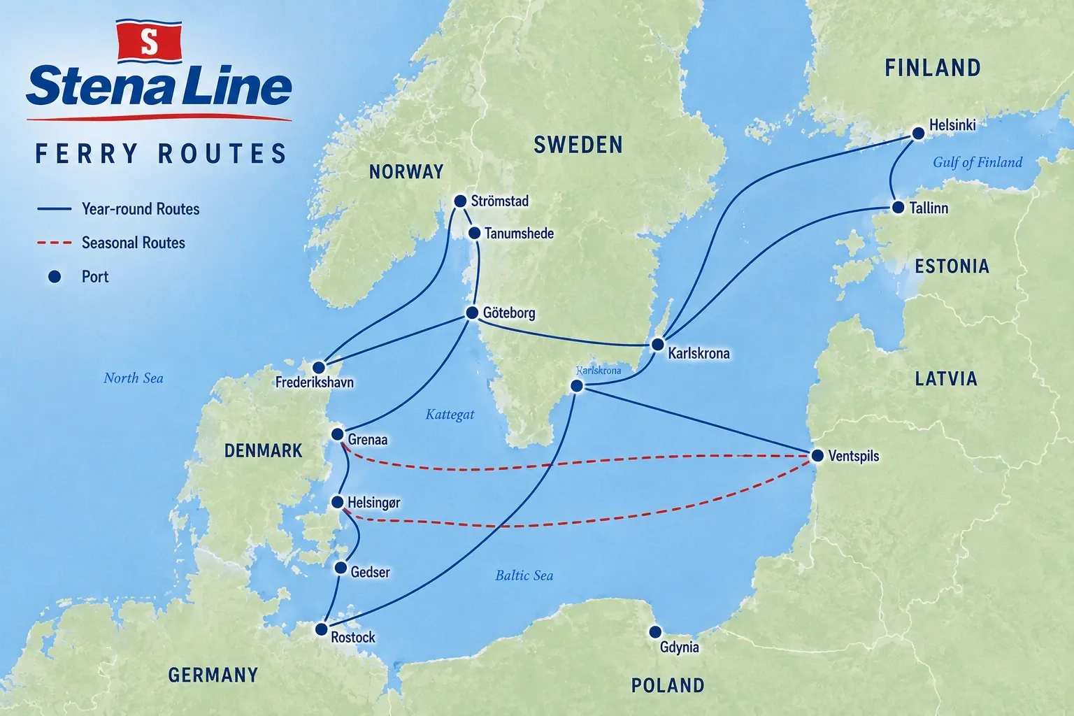Mappa delle rotte Illustrated Stena Line