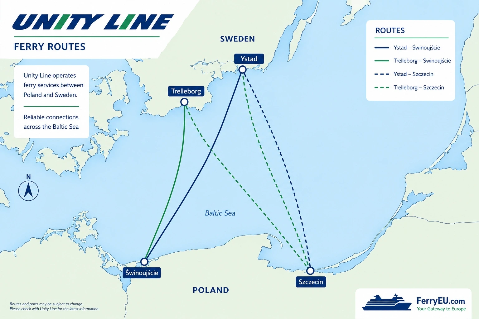 Da Świnoujście a Ystad e Trelleborg: traghetto, rotte e servizi passeggeri