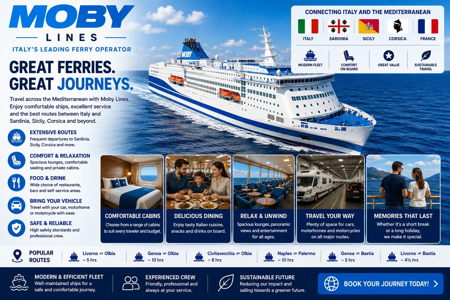 Moby Lines: traghetto, rotte e servizi passeggeri