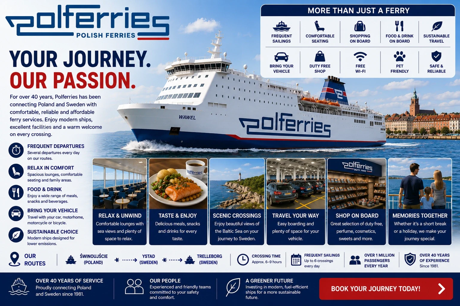 Polferries: traghetto, rotte e servizi passeggeri