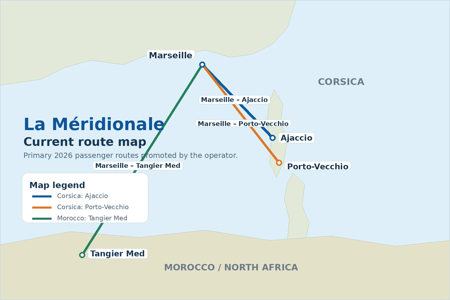 Mappa delle rotte La Méridionale