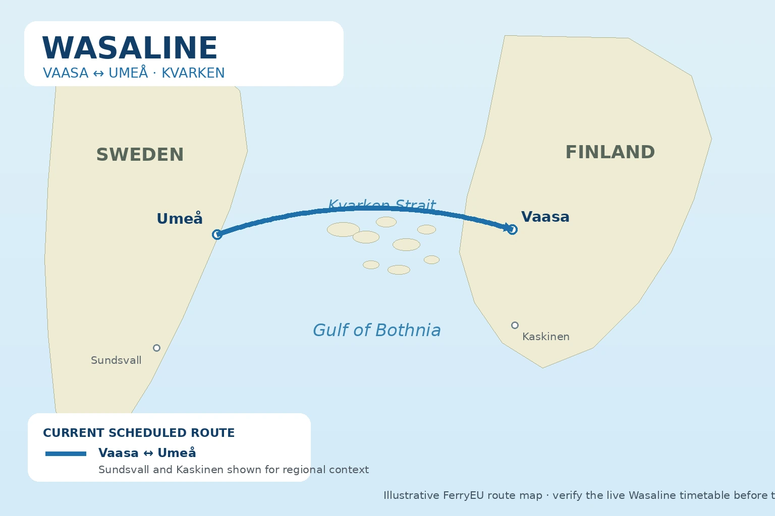 Mappa delle rotte Illustrated Wasaline
